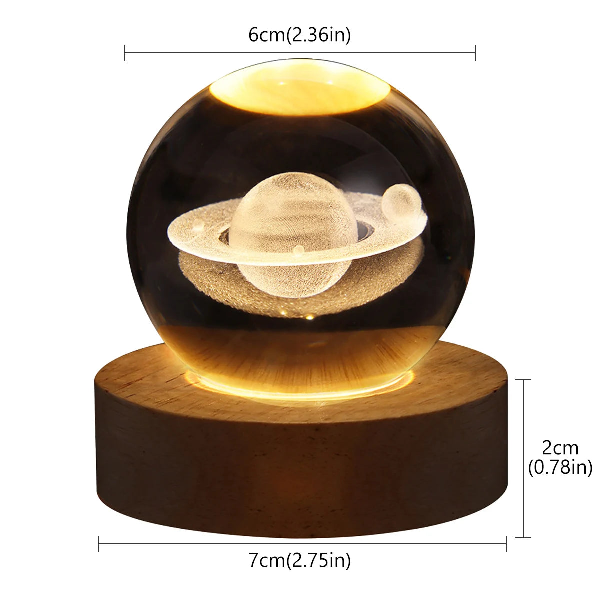 3D Crystal Ball LED Night Light Glowing Planetary Galaxy Lamp for Home Bedrom Desk Creative Decor Gift Planet Moon Bedside Lamp