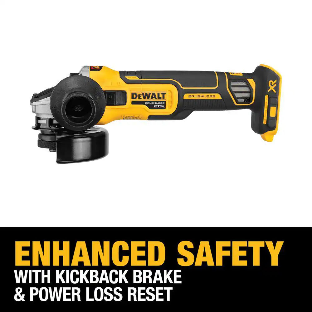 20V MAX XR Cordless Brushless 4.5 In. Slide Switch Small Angle Grinder with Kickback Brake (Tool Only)